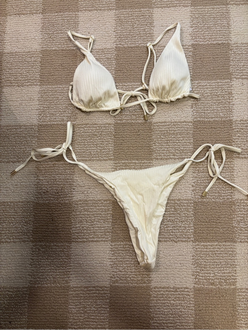Monday Swimwear Bikini Set-Ivory Shiny Rib - L/V